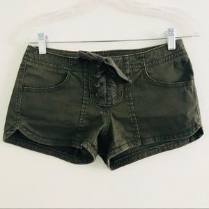 NWOT Olive Green Lace Up Shorts